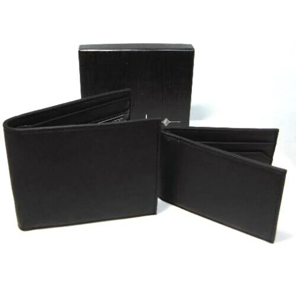 Mens CONVERTIBLE BILLFOLD + PASSCASE WALLET Buxton Black Faux Leather RFID NEW